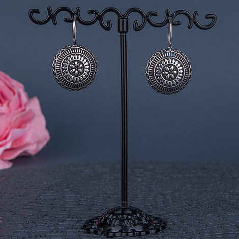 Buy Queen Be Oxidised Floral Circle Shepherd Hook Danglers - EJ19011 - Purplle