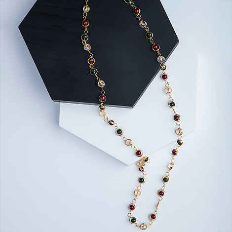 Buy Queen Be Multi Color Round Beads Double Row Chain - NJ19001 - Purplle