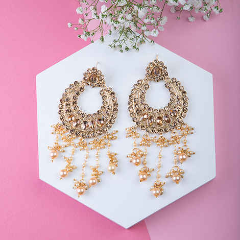 Buy Queen Be Gold Plated Studded, Brown Stones Chandbali - EV19016 - Purplle