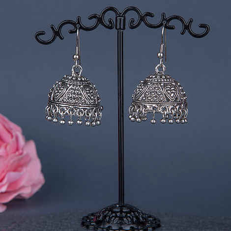 Buy Queen Be Oxidised Indian Traditional Jhumki - EV19045 - Purplle