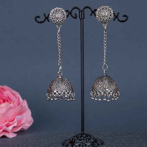 Buy Queen Be Oxidised Long Jhumkis - EV19057 - Purplle