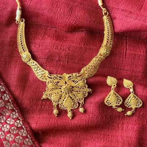 Buy Queen Be Gold Traditional Jali Necklace Set - NM19001 - Purplle