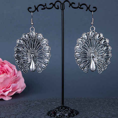 Buy Queen Be Oxidised Dancing Peacock Danglers - EP19003 - Purplle