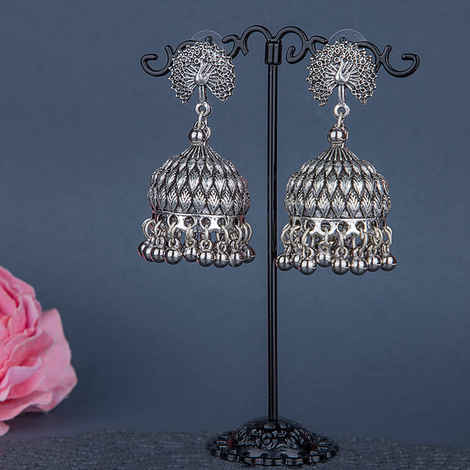 Buy Queen Be Oxidised Dancing Peacock Jhumkis - EP19010 - Purplle