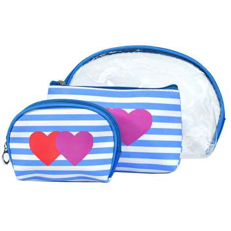 Buy Bonjour Paris Coat Me 3 pc Women's Cosmetic Bag / Makeup Pouch / Toiletry Kit - Sparkle Blue - Purplle