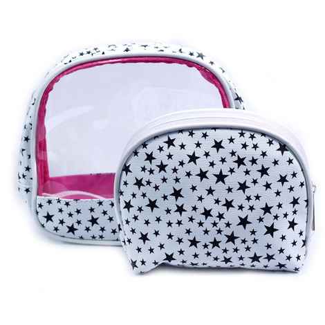 Buy Bonjour Paris Coat Me Women's Multi Purpose Vanity Case / Cosmetic Pouch / Makeup Travel Organiser Kit White Star - Purplle