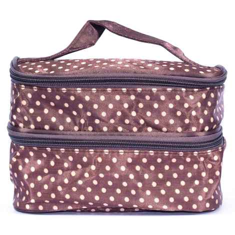 Buy Bonjour Paris Coat Me Women's Multi Purpose Double compartment Vanity Case / Cosmetic Pouch / Makeup Travel Organiser Kit - Brown - Purplle