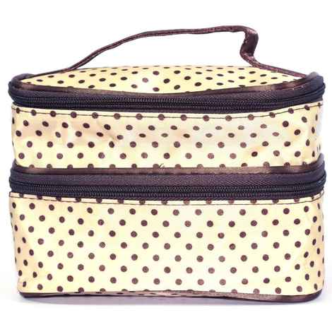 Buy Bonjour Paris Coat Me Women's Multi Purpose Double compartment Vanity Case / Cosmetic Pouch / Makeup Travel Organiser Kit - Beige - Purplle