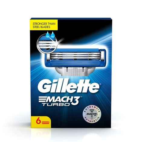Buy Gillette Mach Turbo 3 Shaving Blades- Pack of 6 (Cartridges) - Purplle