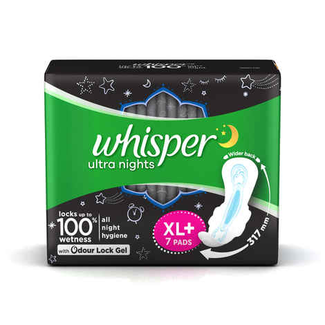 Whisper Ultra Overnight Sanitary Pads XL Plus 7 Pc Pack