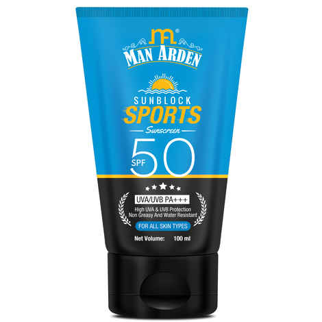 Buy Man Arden Sunblock Sport Sunscreen SPF 50, Non Greasy & Water Resistant, (100 ml) - UVA & UVB Protection - Purplle