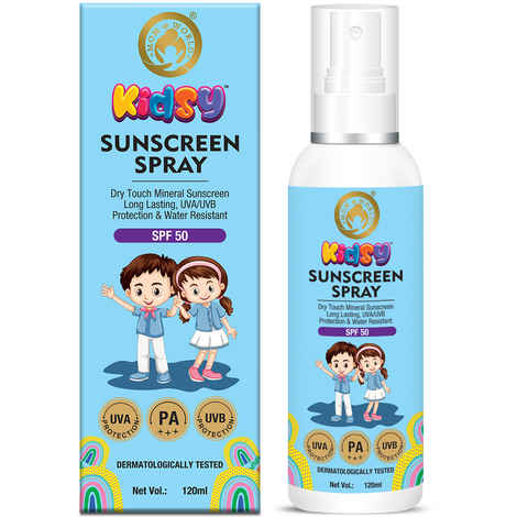 Buy Mom & World Mineral Based Kids Sunscreen Spray SPF 50, Water Resistant, UVA/UVB PA+++, (120 ml) - Purplle