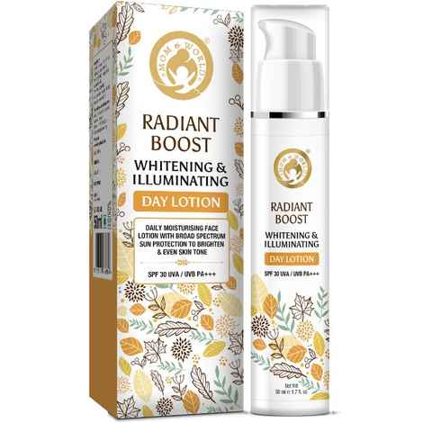 Buy Mom & World Radiant Boost Whitening & Illuminating Day Lotion with SPF 30, (50 ml) - No Paraben, Silicone Or Mineral Oil - Purplle