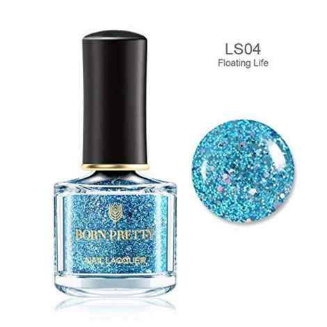 Buy BORN PRETTY Glitter Nail Polish Shimmer Sequins Peel Off Nail Art Polish Quick Dry Manicure Varnish DIY Nail Art Design (LS04-Floating Life) - Purplle