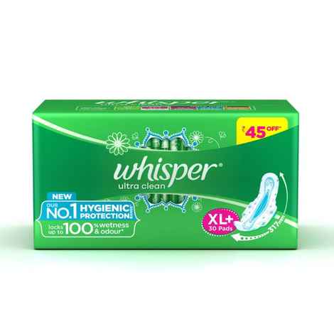 Buy Whisper Ultra Clean Sanitary Pads (with Herbal Oil XL+ Wings) - Purplle