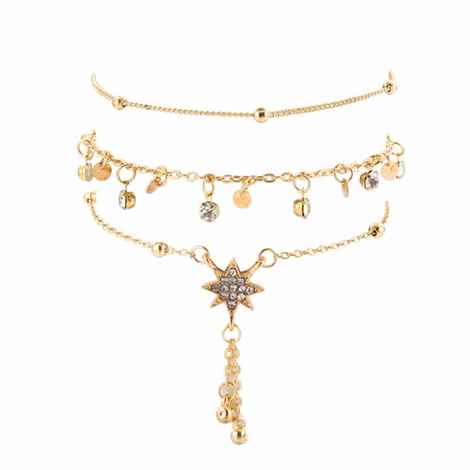 Buy Ferosh Stars Golden Charm 3 Pcs Anklet Set - Purplle