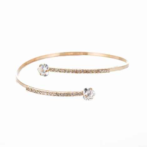 Buy Ferosh Crisanta Golden Floral Rhinestone Bangle Bracelet - Purplle