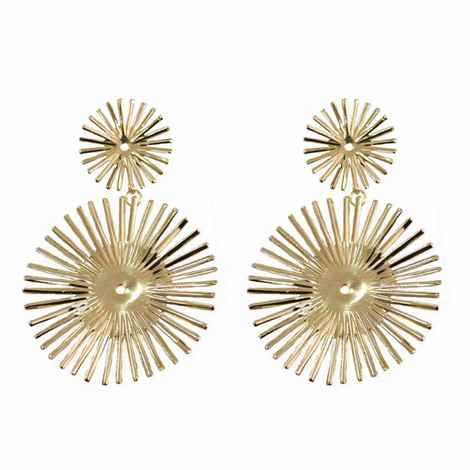 Buy Ferosh Zinnia Golden Circular Charm Drop Earrings - Purplle