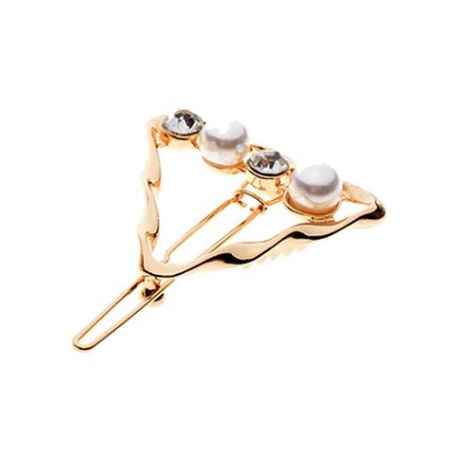 Buy Ferosh Aliza Twisted Pearl Golden Triangular Hair Pin - Purplle