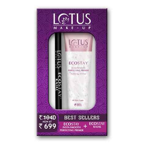 Buy Lotus Make-Up Face & Eye Duo (Ecostay Kajal - Black & Ecostay Insta Smooth Perfecting Primer - Transparent) - Purplle