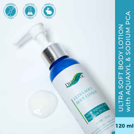 DermDoc Ultra Soft Body Lotion with Aquaxyl & Sodium PCA (120 ml)