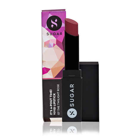 Buy SUGAR Cosmetics It's A-pout Time! Vivid Lipstick - 07 the Twilight Rose (Rose Pink), Pink, 3 g - Purplle
