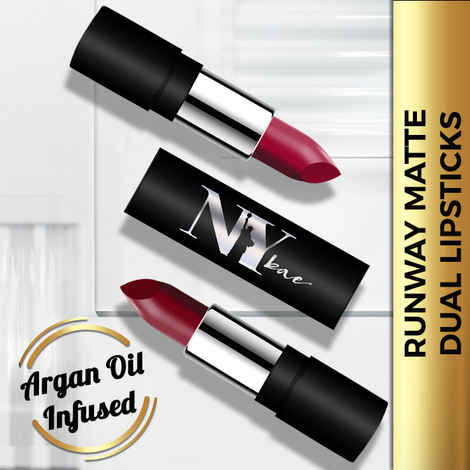 Buy NY Bae Runway Matte Dual Lipstick with Argan Oil, Pink + Maroon - Play Up 14 + Statement 10 (3.5 g X 2) - Purplle