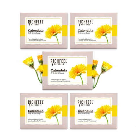 Buy Richfeel Anti Acne Soap with Calendula Extracts (75 g) (Pack Of 5) - Purplle