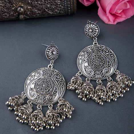 Buy Queen Be Oxidised Surya Long Cluster Jhumki - ED19008 - Purplle