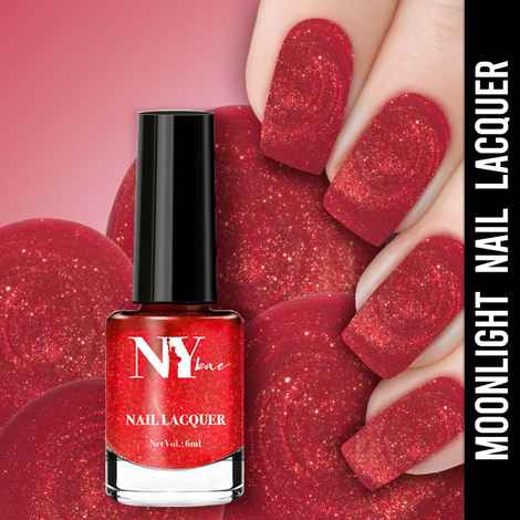 Buy NY Bae Nail Lacquer, Glitter | Shimmer Paint | Chip Resistant Polish | Highly Pigmented | Red - Midtown Moonlight 27 (6 ml) - Purplle