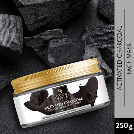 Buy Good Vibes Activated Charcoal Deep Cleansing Face Mask | Anti-Acne, Softening | With Liquorice | No Parabens, No Sulphates, No Mineral Oil (250 g) - Purplle