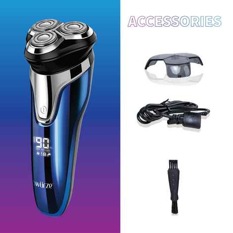 Buy WURZE 1908 Wet & Dry Electric Shaver & Trimmer for Men – Triple Floating Titanium & SS Blades -Travel Lock & Turbo Power - Rechargeable Lithium Battery, 90 minute usage & charging time - LED display - Purplle