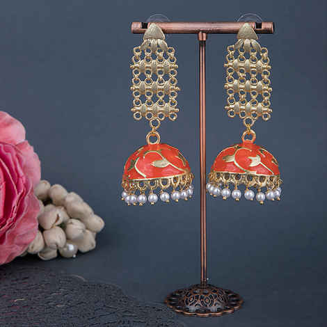 Buy Queen Be Chandelier Orange Jhumkis - Purplle