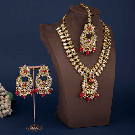 Buy Queen Be Twin Kundan Bridal Necklace Set - Purplle