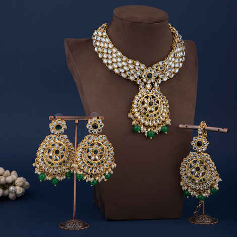 Buy Queen Be Braid Kundan Bridal Necklace Set - Purplle