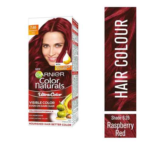 Buy Garnier Color Naturals Creme Riche Hair Color, 7.65 Raspberry Red, (55 ml + 50 g) - Purplle