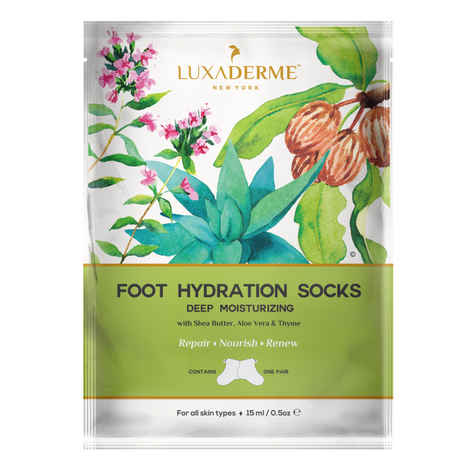 LuxaDerme Deep Moisturizing Foot Hydration Socks with Shea Butter, Aloe Vera and Thyme, (15 ml)