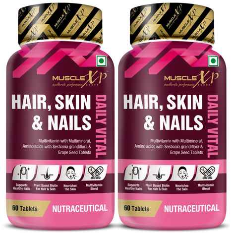 MuscleXP Multivitamin Hair, Skin and Nails with Biotin & Amino Acids, 60 Tablets x Pack Of 2