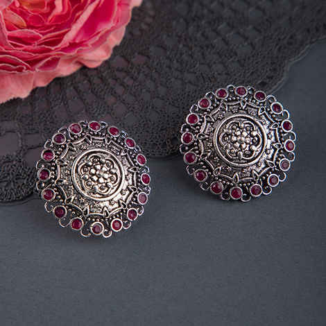 Buy Queen Be Oxidised Ruby Red Stone Pattern Tops - Purplle