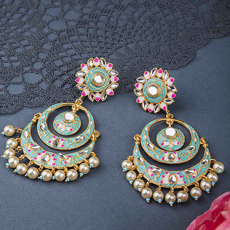 Buy Queen Be Stunning Chandbali, Grey Enamel - Purplle