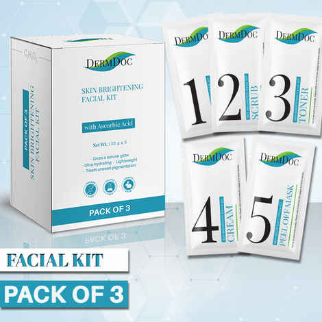 DermDoc Skin Brightening Facial Kit with Ascorbic Acid - Pack of 3 (33 g x 3)