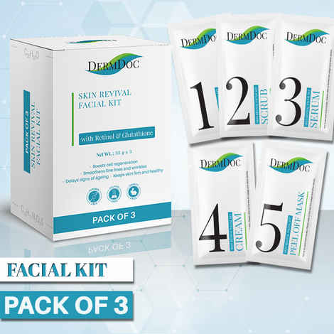 DermDoc Skin Revival Facial Kit with Retinol & Glutathione - Pack of 3 (33 g x 3)