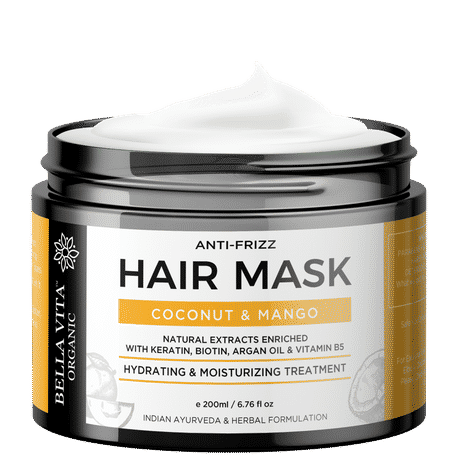 Buy Bella Vita Organic Keratin Hair Mask Spa Cream For Frizzy, Dry & Damaged Hair With Coconut, Mango, Argan & Shea Butter, No Sulfates, No Parabens (200 ml) - Purplle