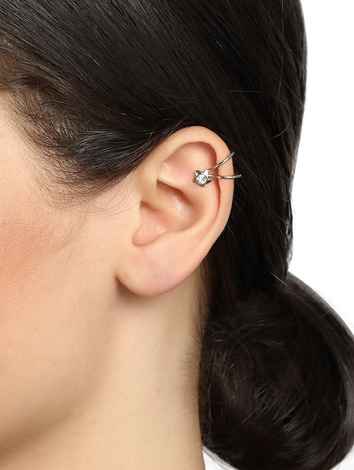 Buy Femnmas Silver Flower Non Pierced EarCuff - Purplle