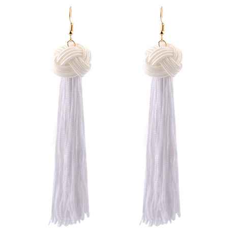 Buy Femnmas White Knot Silk Thread Tassel Earrings - Purplle