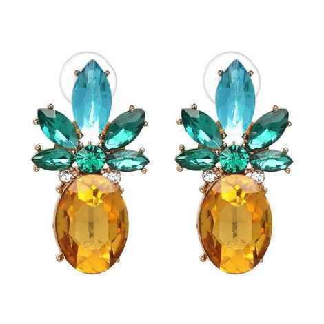 Buy Femnmas Yellow Gemstone Studded Party Fancy Earrings - Purplle