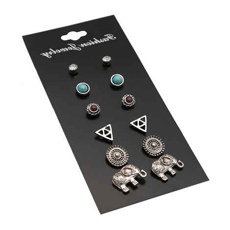 Buy Femnmas Elephant Earring Set (Pack of 6 Pair) - Purplle