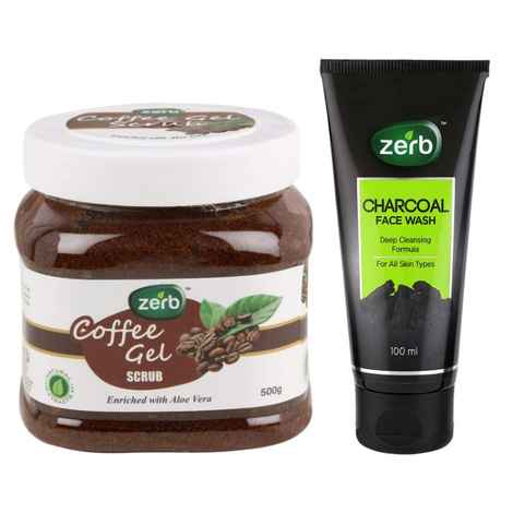 Buy Zerb Coffee Gel Scrub 500g With Anti Pollution Activated Charcoal Face Wash (100 ml) - Purplle
