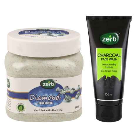 Buy Zerb Diamond Face Scrub 500g With Anti Pollution Activated Charcoal Face Wash (100 ml) - Purplle