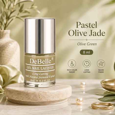 Buy DeBelle Gel Nail Lacquer Creme Pastel Olive jade - Olive Green, (8 ml) - Purplle